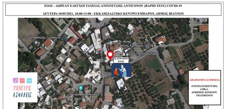Rapid tests σε πεζούς στην Έμπαρο