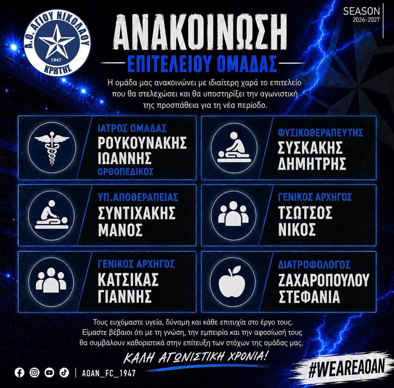 Aυτό είναι το επιτελείο του ΑΟΑΝ ενόψει της νέας σεζόν